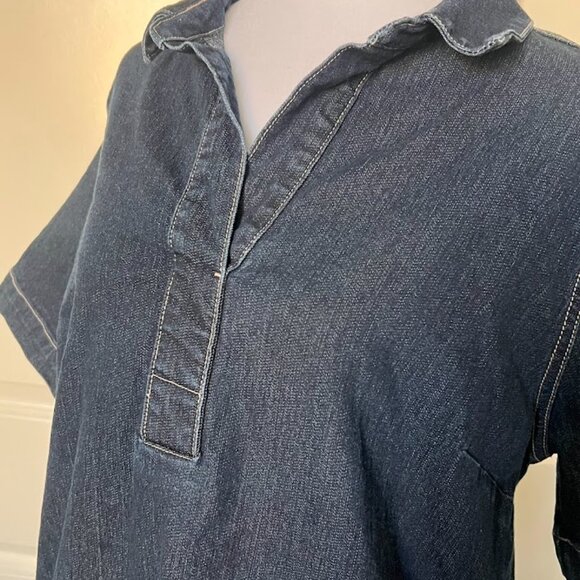 Liz Claiborne Simply Liz Dark Wash Denim Shirt Dress Size Medium - Picture 6 of 14